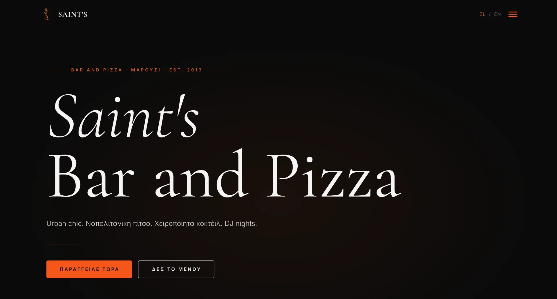 Saints Bar and Pizza — website
