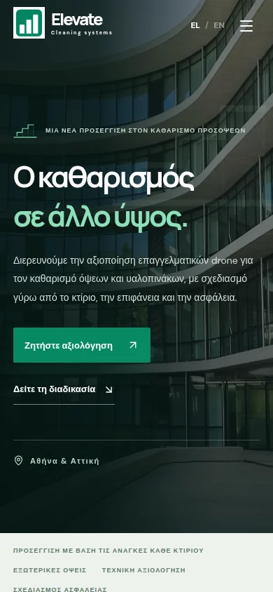 Elevate Cleaning Systems mobile website preview
