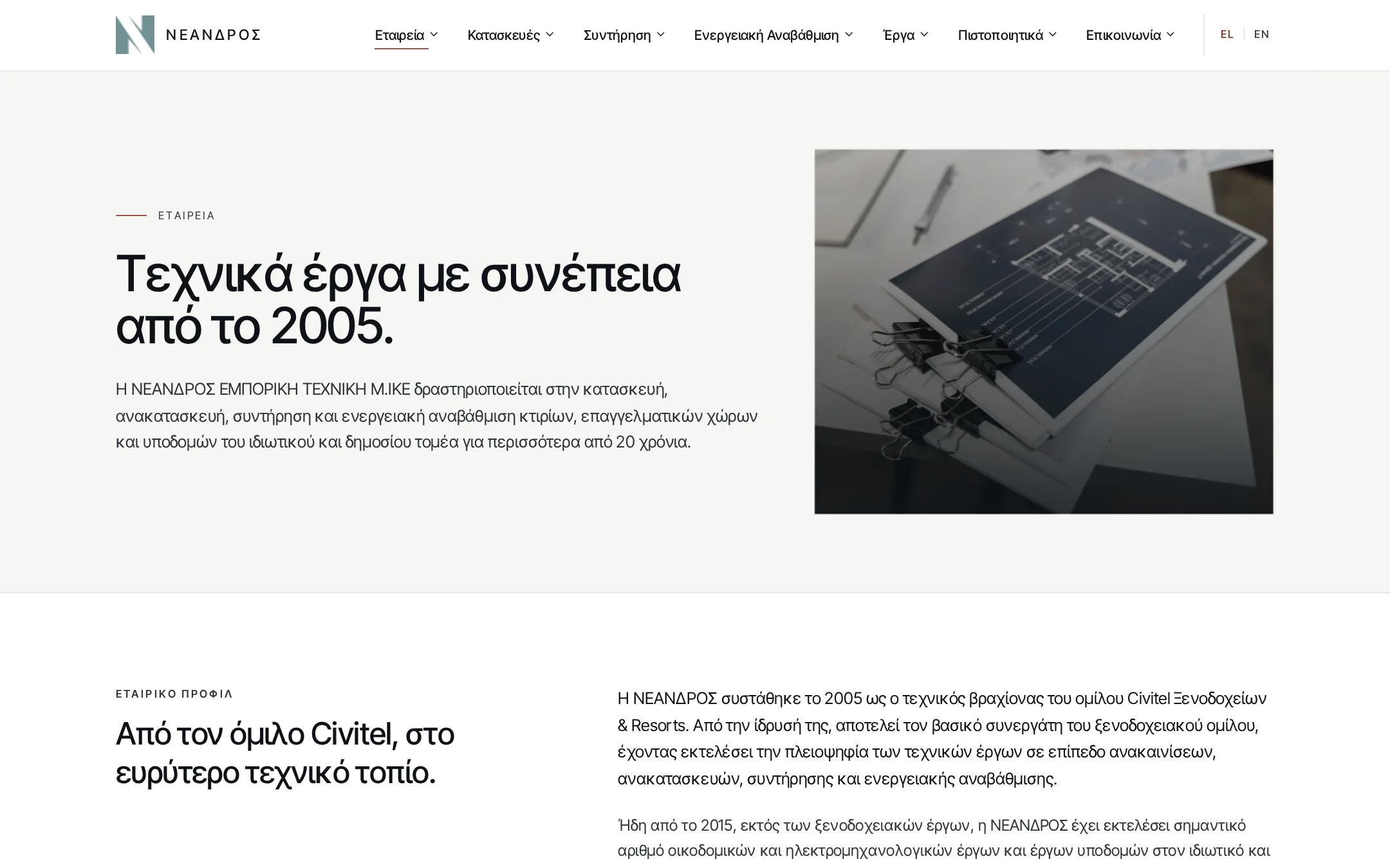 Neandros desktop website preview
