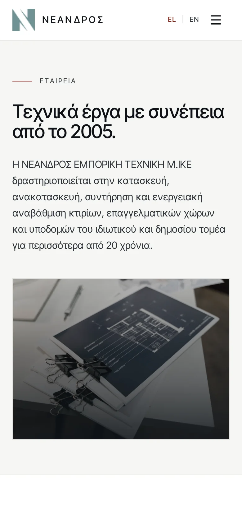 Neandros mobile website preview