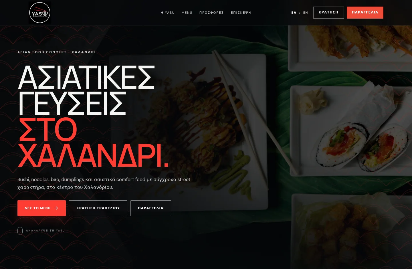 YASU Asian Food Concept desktop website preview